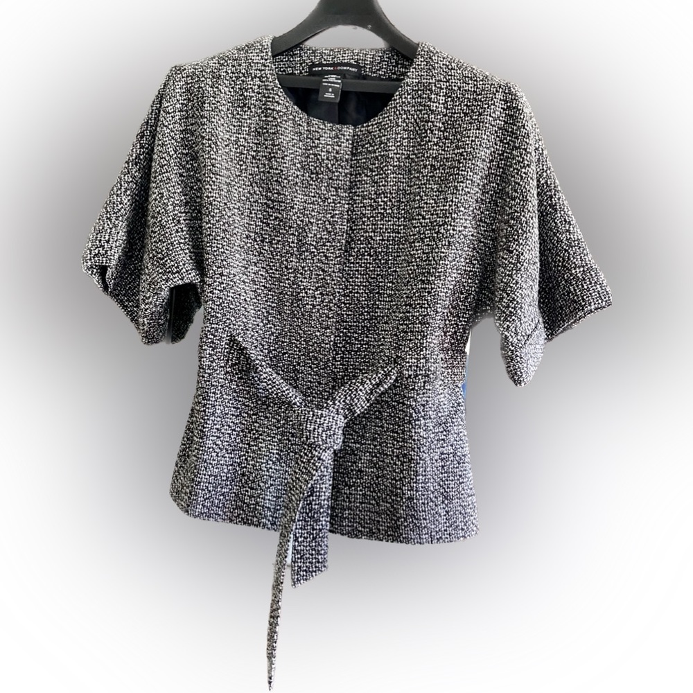 New York & Company Houndstooth Belted Jacket (Small)